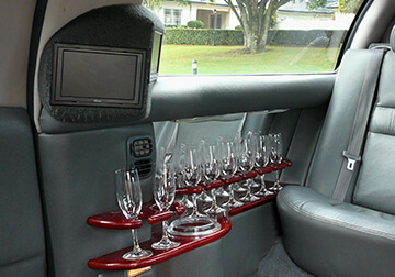 inside limo showing drinks bar brisbane $ Gold Coast